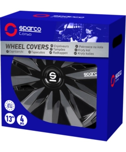 Set 4 copricerchi auto sparco "lazio" nero/grigio, 13" pollici - spc1391bkgr